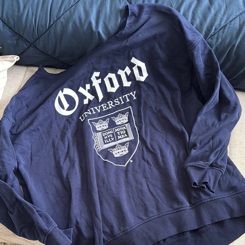 H&M Blue and White Collegiate Sweatshirt